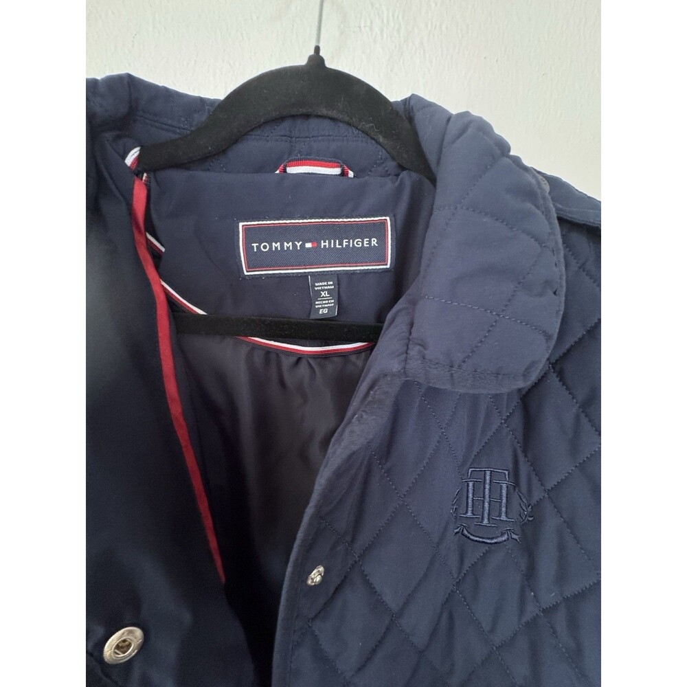 Tommy Hilfiger Quilted Jacket Women's XL Navy Blue Snap Front, Preppy - Picture 9 of 14